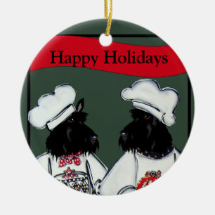 Décoration En Céramique Scottish Terriers