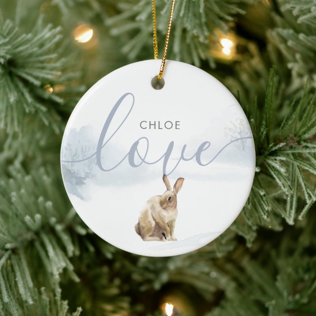Décoration En Céramique Script d'amour du lièvre d'hiver (Arbre)