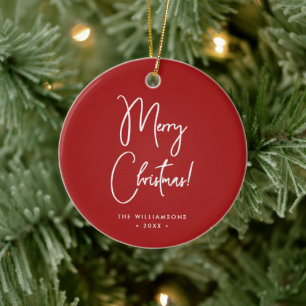 Décoration En Céramique Script de calligraphie rouge moderne Joyeux Noël