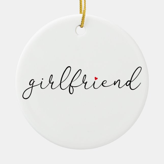 Décoration En Céramique Script Love Coeur Girlfriend Définition (Devant)