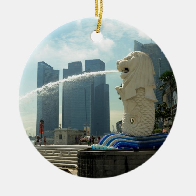 Décoration En Céramique Sculpture de Merlion Singapour (Devant)