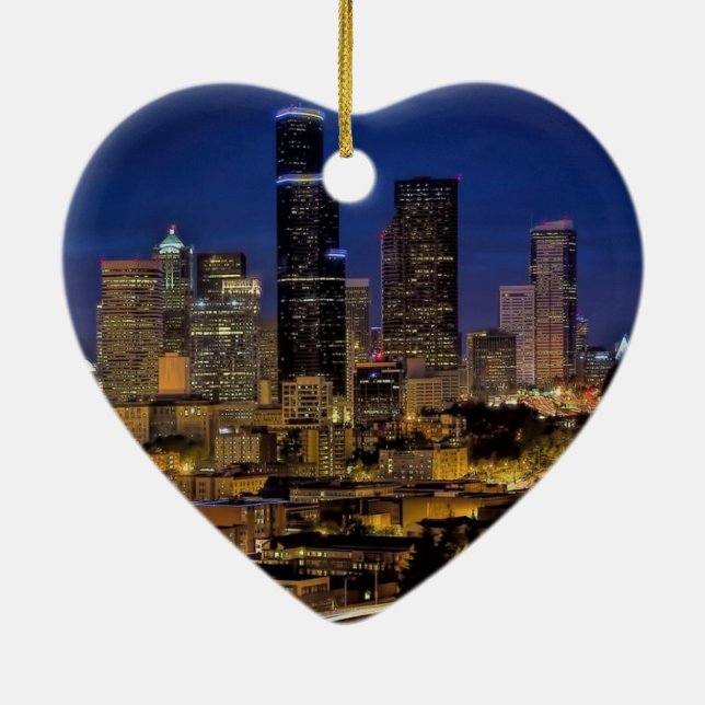 Décoration En Céramique Seattle, Washington Keepsaké souvenir Noël (Dos)