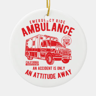 Décoration En Céramique SECOURT EMS d'ambulance de bord d'urgence SOS