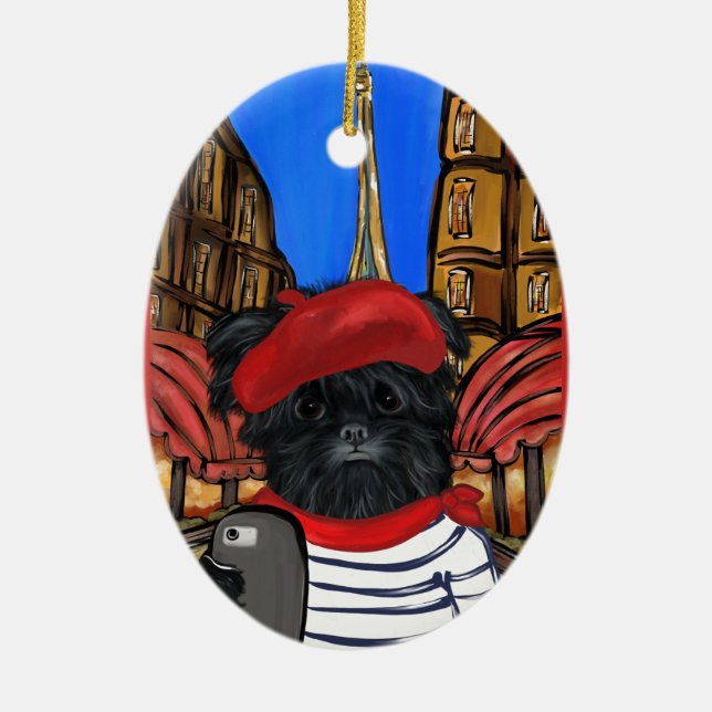 DÉCORATION EN CÉRAMIQUE SELFIE D'AFFENPINSCHER (Devant)