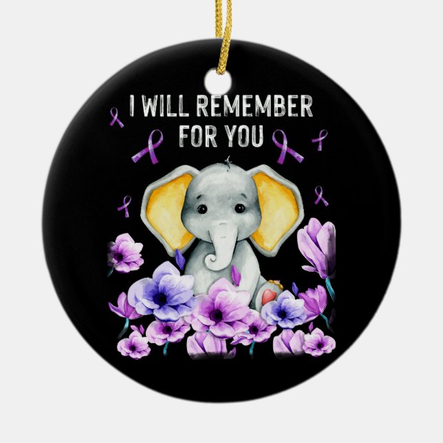Décoration En Céramique Sensibilisation à la maladie d'Alzheimer Eléphant  (Devant)