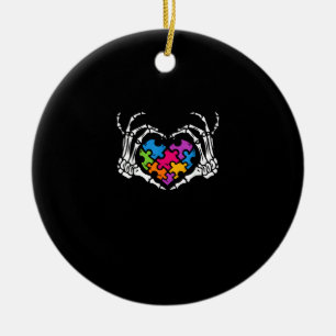 Décoration En Céramique Sensibilisation sur l'autisme s Skeleton Main Hear