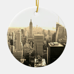 Décoration En Céramique Sepia Empire États Bâtiment Manhattan Vintage