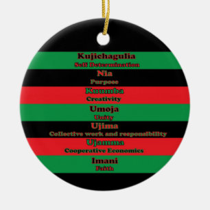 Décoration En Céramique Sept principes Kwanzaa Rouge noir vert