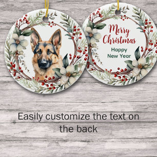 Décoration En Céramique Serre de Noël rustique berger allemand chien