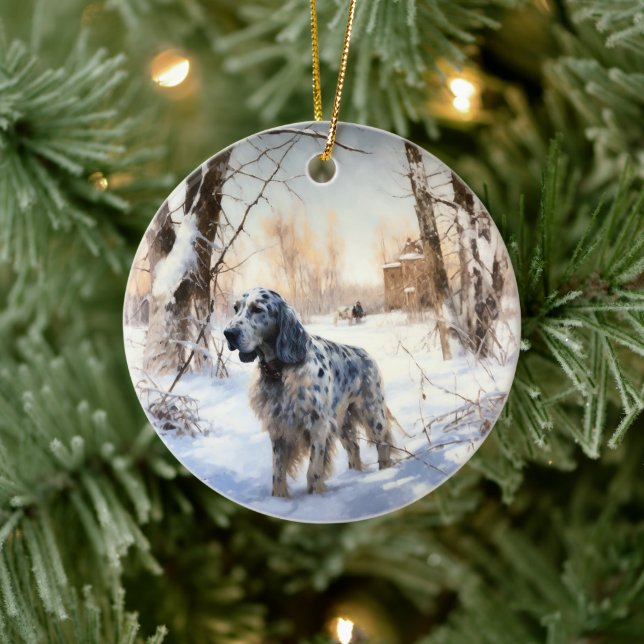 Décoration En Céramique Setter anglais laissez-le neiger Noël (Arbre)