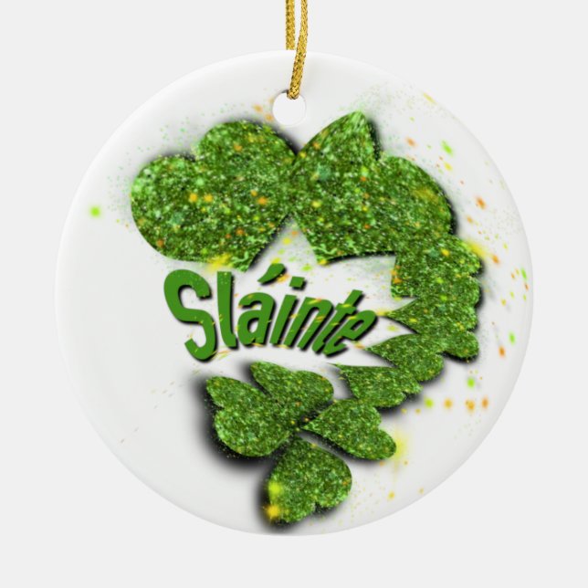 Décoration En Céramique Shamrocks verts | Coeurs étincelants Shainte (Devant)