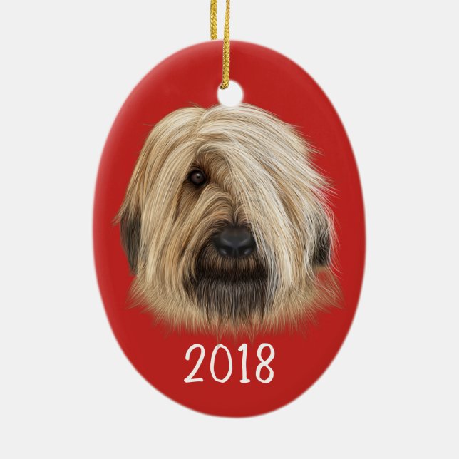 Décoration En Céramique Sheepdog Portrait Keepsaké Année (Dos)