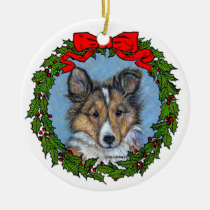 Décoration En Céramique Sheltie Pup Art par Glenda S. Harlan