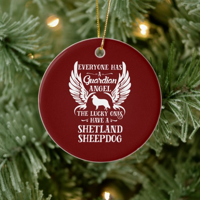 Décoration En Céramique Shetland Sheepdog chien animal chien gardien ange (Arbre)