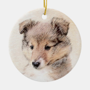 Décoration En Céramique Shetland Sheepdog Puppy Peinture Chien original ar