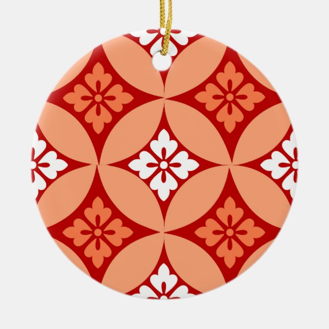 Décoration En Céramique Shippo avec Motif Fleur, Mandarin Orange (Devant)