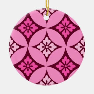 Décoration En Céramique Shippo avec Motif Fleur, Rose et Bourgogne
