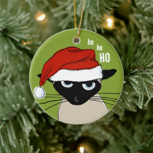 Décoration En Céramique Siamese Chat Funny Père Noël Kitty Personnalisé No