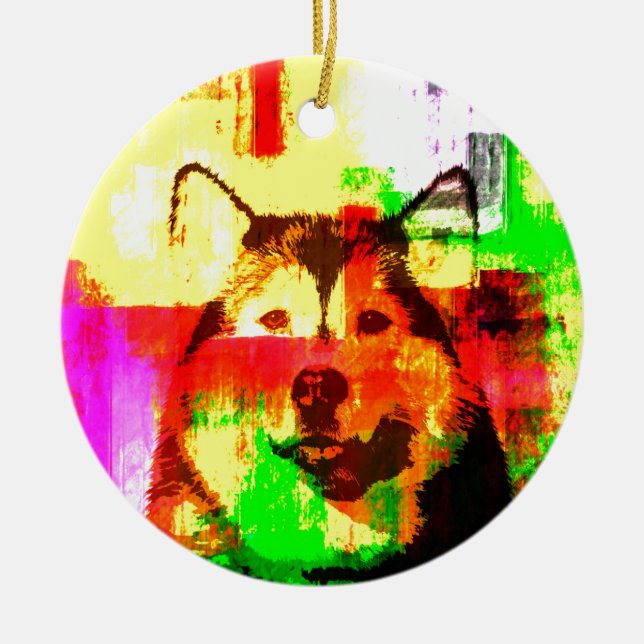 Décoration En Céramique Sibérie Husky Chig Art (Devant)
