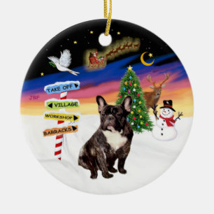 Décoration En Céramique Signes de Noël - Brindle French Bulldog