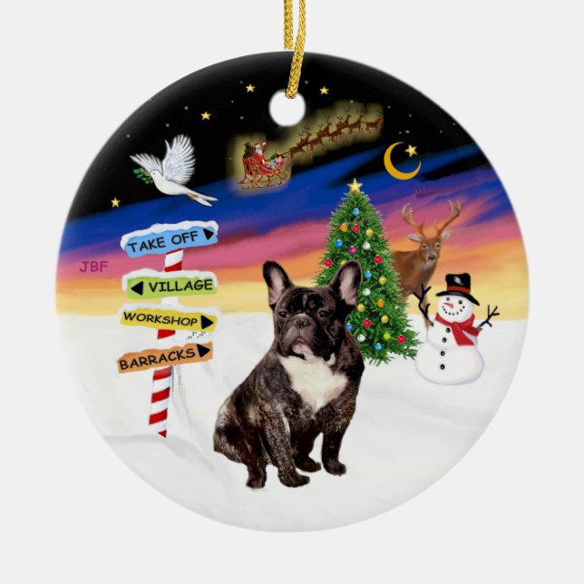 Décoration En Céramique Signes de Noël - Brindle French Bulldog (Devant)