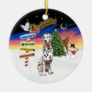 Décoration En Céramique Signes de Noël - Dalmatien - col rouge