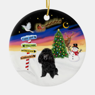 Décoration En Céramique Signes de Noël - Poodle de jouet noir