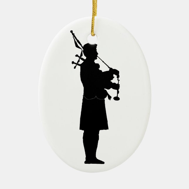Décoration En Céramique Silhouette de Bagpiper écossaise (Devant)