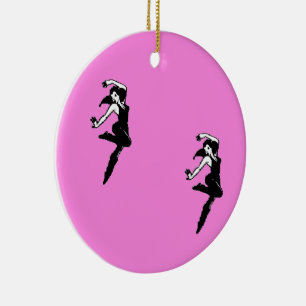 Décoration En Céramique Silhouette de danseur sur rose