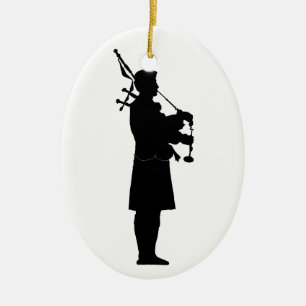 Décoration En Céramique Silhouette de joueur de cornemuse écossais