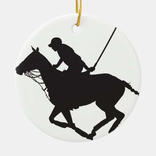 Décoration En Céramique Silhouette de poney de polo (Devant)