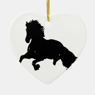 Décoration En Céramique Silhouette du cheval blanc noir