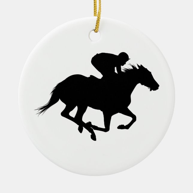 Décoration En Céramique Silhouette du cheval de course (Devant)