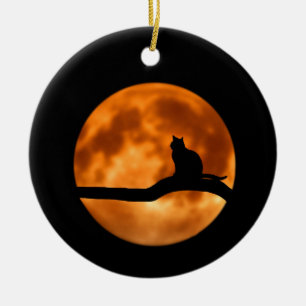 Décoration En Céramique Silhouette d'un chat noir dans un arbre