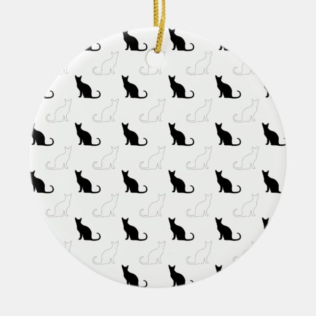 Décoration En Céramique Silhouettes de chats noirs et blancs (Devant)