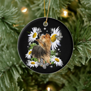 Décoration En Céramique Silky Terrier Daisy Papillon empreintes de pattes 