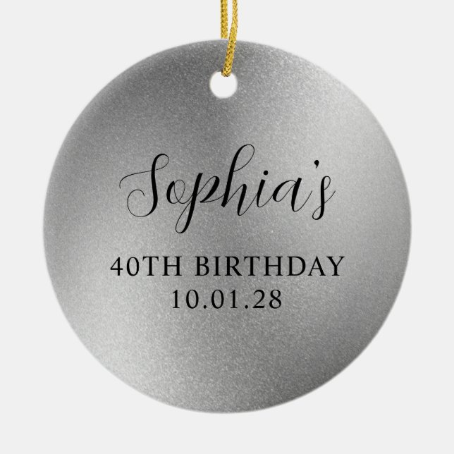 Décoration En Céramique Silver Glam Foil 40e anniversaire Photo (Devant)