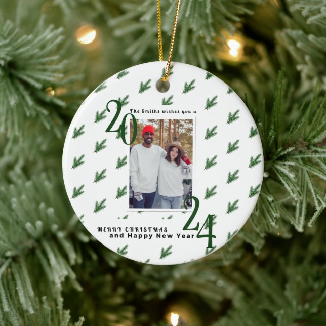 Décoration En Céramique Simple Christmas couple photo Ornament (Arbre)