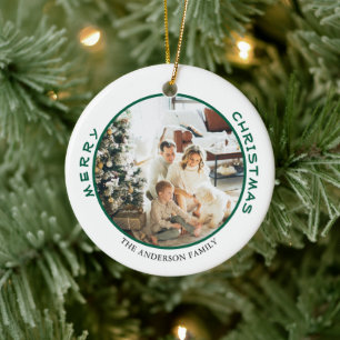 Décoration En Céramique Simple Green Joyeux Famille de Noël Photo