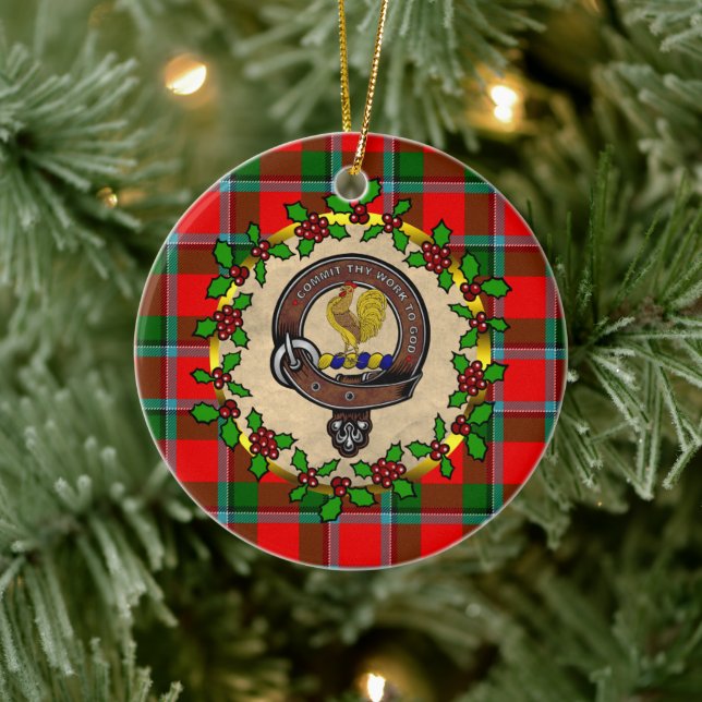 Décoration En Céramique Sinclair Badge & Tartan Noël personnalisé (Arbre)