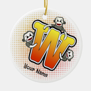 Décoration En Céramique Singe de chaussette à monogramme W