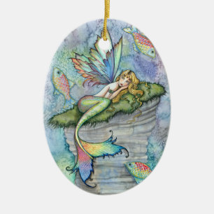 Décoration En Céramique Sirène colorée et Imaginaire de carpe de poisson