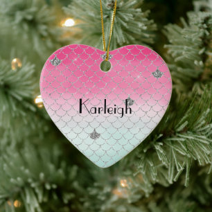 Décoration En Céramique Sirène de Parties scintillant argent à la menthe r