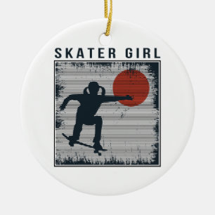 Décoration En Céramique Skateboard fille de patinage Vintage Skateboard an