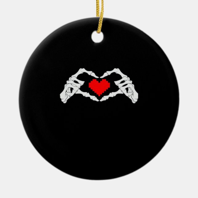 Décoration En Céramique Skeleton Coeur Et Mème Mains (Devant)