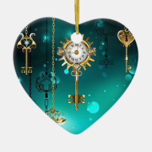 Décoration En Céramique Skeleton Keys on Green Background