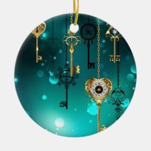 Décoration En Céramique Skeleton Keys on Green Background