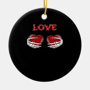 Décoration En Céramique Skeleton Mains Coeur Drôle Design