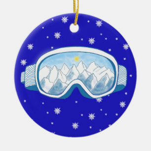 Décoration En Céramique Ski Goggers Snowflake Dance