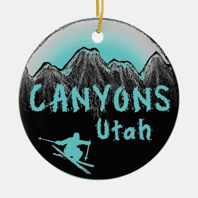 Décoration En Céramique Skieur de l'Utah de canyons (Devant)